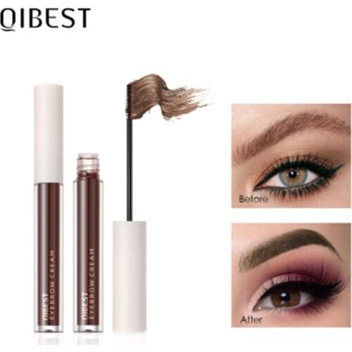 Qibest 5 Colours 3D Eyebrow Cream Small Brush Head Natural Long Lasting Waterproof No Blooming Fashion Eye Makeup Cosmetic