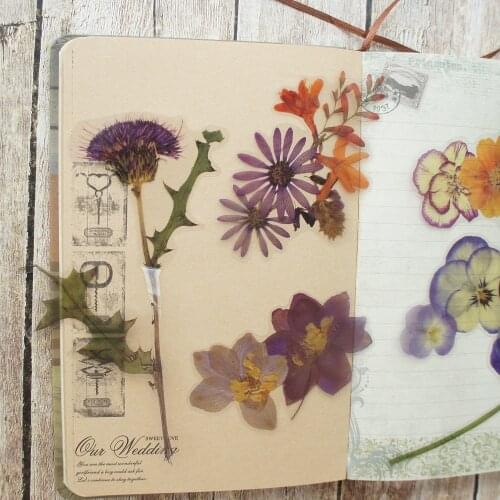 6pcs Big Size Purple Orchid Oil Painting Flower Style PVC Transparent Sticker Scrapbooking DIY Gift Decoration Tag