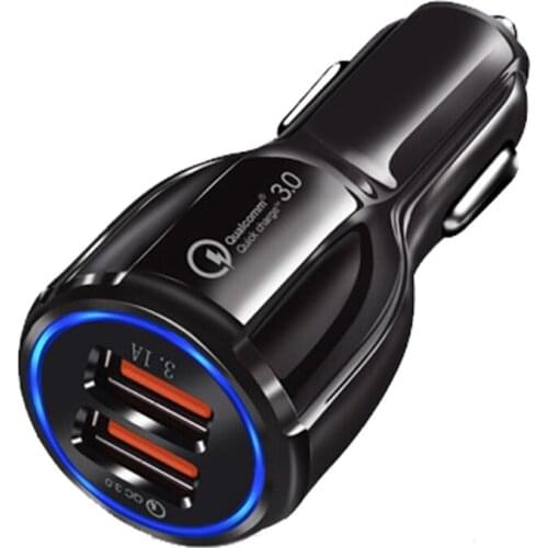 Dual USB Fast Car Charger Quick Charge Dual Port Cigarette Lighter Charger Mini Portable Compatible with Car Adapter