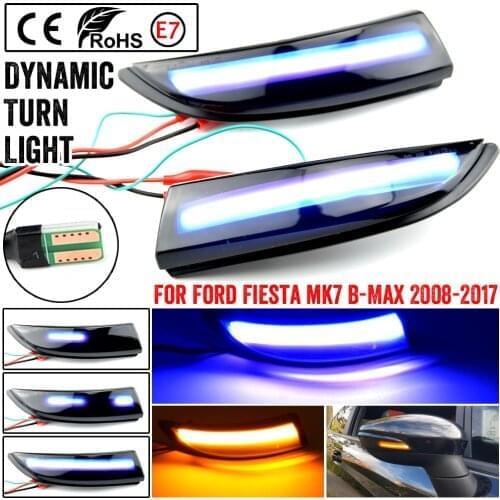 Car LED Dynamic Turn Signal Light Rearview Mirror Light Blinker for Ford Fiesta MK6 VI/UK MK7 2008-2017 B-Max