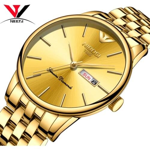 Relogios NIBOSI Clock Watch Men Gold Steel 2018 Fashion And Casual Dress Watch Uhren Herren Quartz Men Watches Brand Luxury Saat