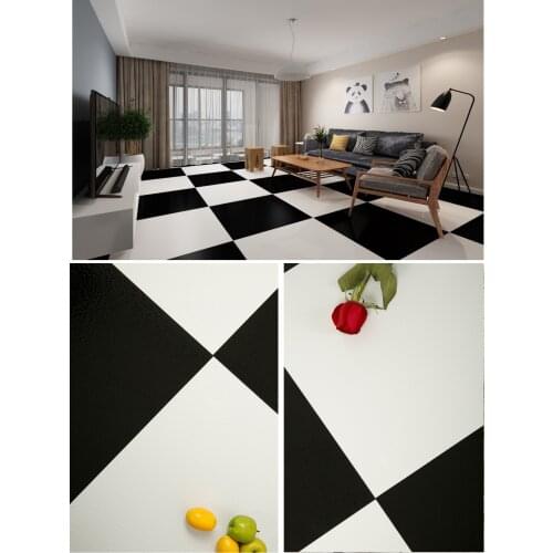 Black And White Lattice Floor Sticker Self-Adhesive Wall Stickers Wallpaper Sticker Home Decor Living Room Bedroom Decorative