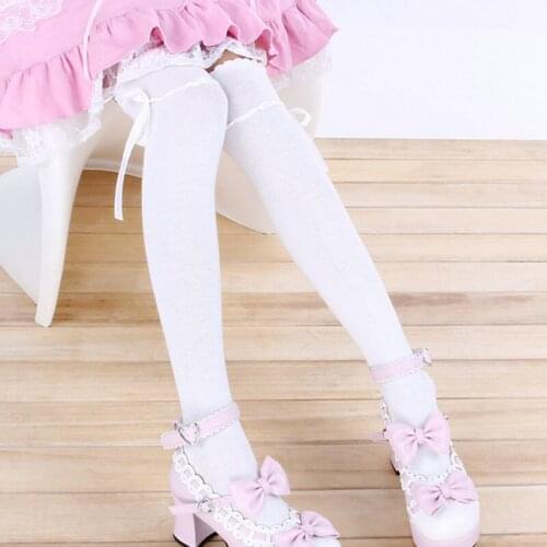 ZOCBBT Free Size Japan Cosplay Solid Color Stockings 60cm Long Christmas Girl Student Women Sexy White Black Lolita Kawaii XL