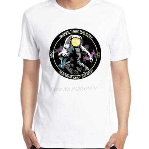 Mens T-shirt Retro High Astronaut Green Cannabis Weed Funny Cool Tee oversized graphic Printed Harajuku Streetwear Men clothing