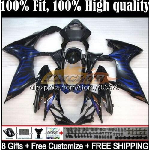 GSXR600 For SUZUKI GSXR 600 750 K11 11 12 13 14 15 16 17 7CL.12 GSXR750 2011 2012 2013 2014 2015 2016 2017 Fairings Blue flames