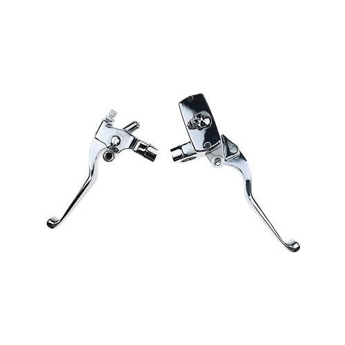 Chrome 7/8" 22mm Handlebar Skull Reservoir Brake Clutch Lever Motorcycle Cruiser