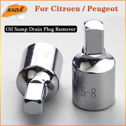 JEAZEA 8mm Silver Square Head Oil Sump Drain Plug Key Tool Remover For Renault Citroen Peugeot Volvo Sump