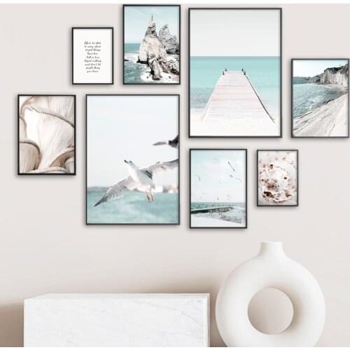 Seagull Conch Reef Bridge Beach Wall Art Canvas Painting Fall Nordic Posters And Prints Wall Pictures For Living Room Home Decor