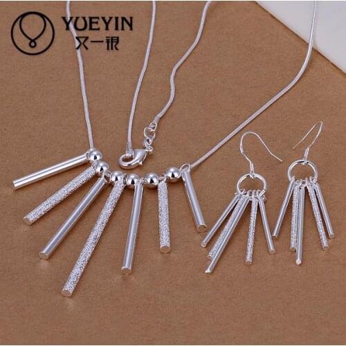 Fashion Silver plated earring necklace Jewerly Set for Women Bridal Wedding jewelry sets Wholesale Cheap collares mujer S159