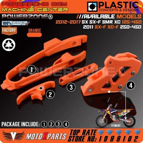 Orange Swingarm Chain Slider kit +CNC Chain Guard Guide + Brake Hose Clamp For KTM SX F SMR XC XCF 125 150 200 250 350 450 525