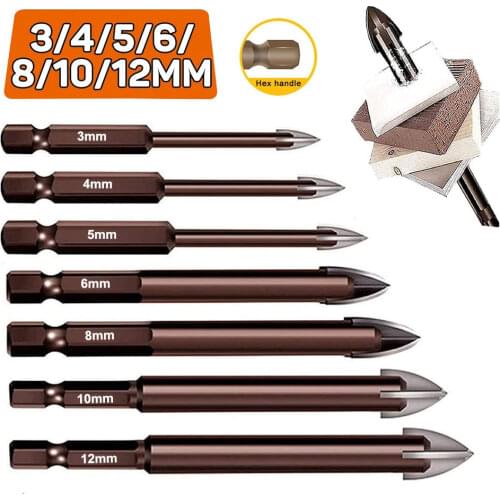 Cross Hex Tile Bits Glass Ceramic Concrete Hole Opener Alloy Triangle Drill Size 3/4/5/6 mm drill bits Glass Bits