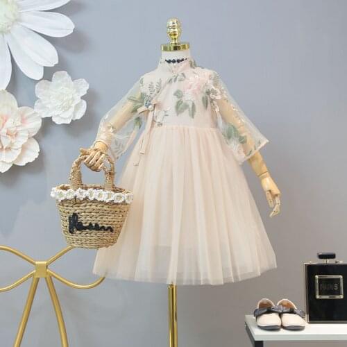 Cute Baby Girls Dresses Embroidery Flower Kids Princess Dresses Wedding Birthday Party Children Clothing for 6 8 10 12 Years