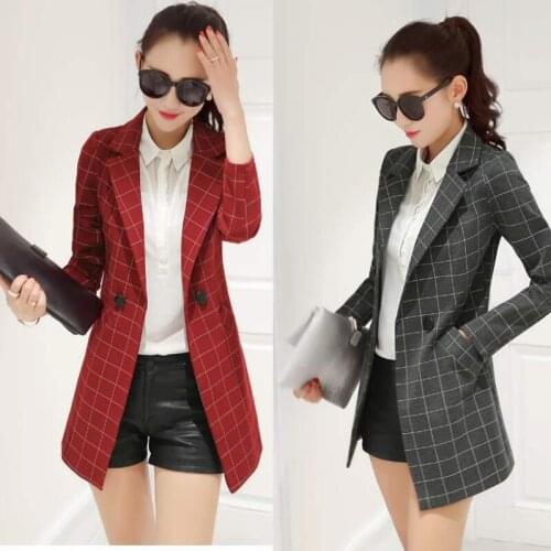 Youth ladies small suit 2019 new long-sleeved ladies plaid jacket personality Slim windbreaker womens clothing women coat 3XL