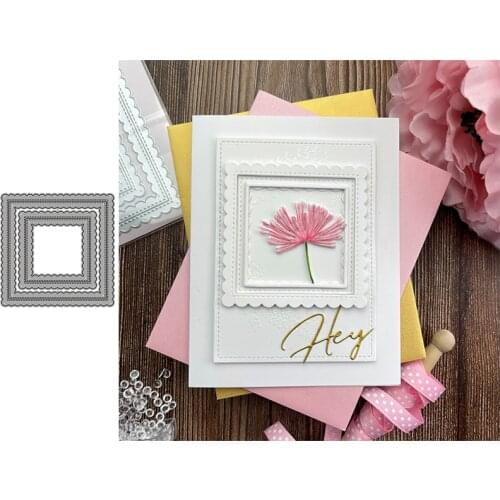 Square Corrugated Frame Metal Cutting Dies for Scrapbooking Handmade Mold Cut Stencil New 2021 DIY Card Make Mould Model Craft