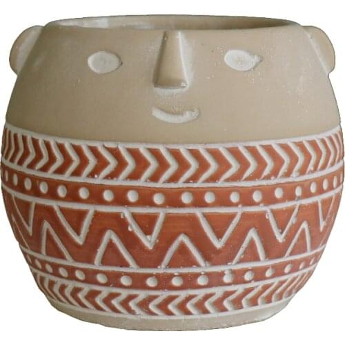 Cute Cement Human Face Planter Flower Pot Making Silicone Mould Handmade Concrete Clay Craft Vase Molds