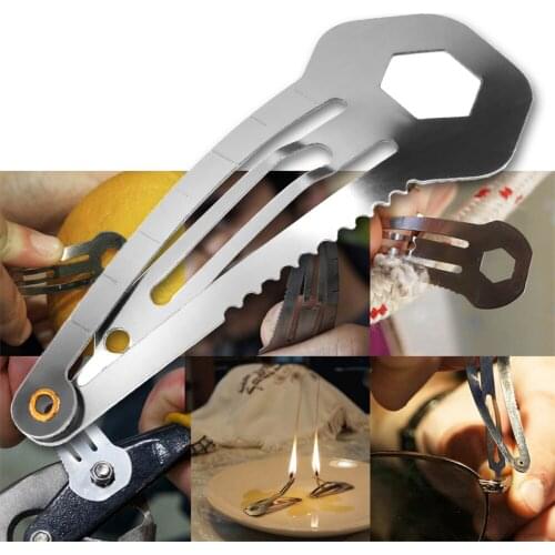 9 IN 1 Stainless Steel Hairpin Multifunctional Tools Portable Camping Self Defense Survival Gear Women Hair Clip Outdoor