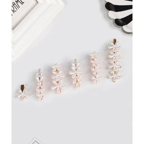 Women Fashion Full Pearl Hair Accessories Korean Sweet Pure White Flower Hair Pins Clip Duckbill Hairgrip Girl Barrette T1475