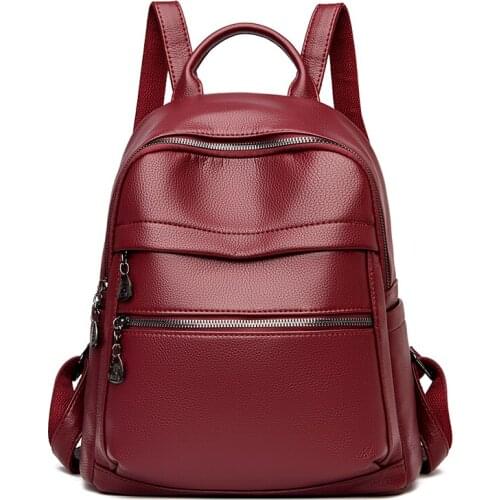 Fashion Women Leather Backpack Purse Female Shoulder Bag Large Travel Ladies Bagpack School Bags For Girls Mochilas Sac a Dos