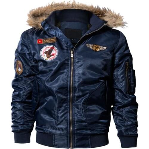 Men Pilot Bomber Jacket Army Military Flight Motorcycle Jackets Winter Parkas Padded Outerwear
