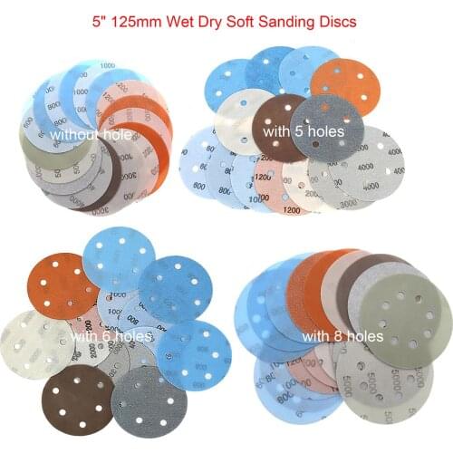 10pcs 5 Inch 125mm FV Soft Sanding Discs Hook and Loop Waterproof Sandpaper 600-5000 Grit for Wet / Dry Automotive Polishing