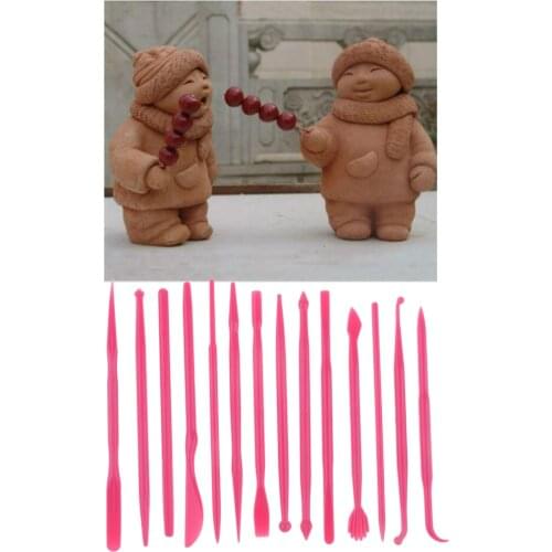 14 sets Pink DIY Polymer Clay Soft Craft Kids Modelling Clay Tool with Cermaic Shaping and Sculpting Tools Best Gift for Kids