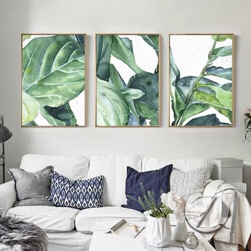 Wall Art Canvas Painting Posters And Prints Wall Pictures For Living Room Poster Nordic Green Plant Leaves Decoration Pictures