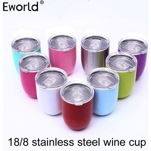 2017 New Style Swig Cups 10OZ Egg Shaped Cup 304 Stainless Steel Wine Glass Vacuum Flasks with Push Lid Wine Beer Cup Xmas Gifts