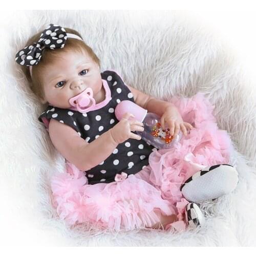 NPK Adorable 19inch 46cm Reborn Doll Handmade Full Silicone bebes reborn girl Doll Boneca In Cute Clothes fake baby dolls