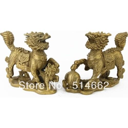 Pair Feng Shui Brass Chilin/CHILIN Figurine /chilin statues