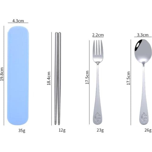 Portable Dinner Set With Box Stainless Steel Chopstick Spoon Fork Travel Cutlery Kids For School Outdoor Picnic Chinese Stylish
