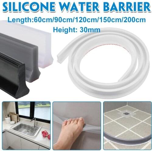 30 mm height Bathroom Water Stopper Water Partition Dry&Wet Separation Flood Barrier Rubber Dam Silicon Water Blocker Don't Slip