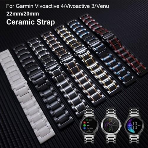 22mm 20mm Ceramic Strap for Garmin Vivoactive 4 3 Forerunner 245 645 Bracelet for Garmin Venu Smart Watch Band Watchband