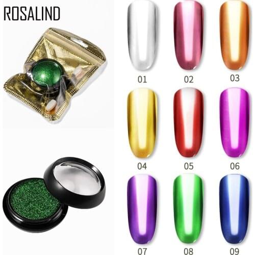 ROSALIND Nails Glitter Art Pigment Powder Gel Polish Mirror Manicure Sparkles For Nails UV Chrome Holographic Nail Decorations