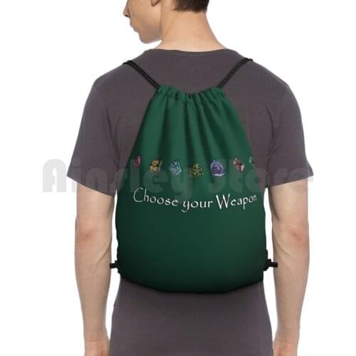 D&D Dice Backpack Drawstring Bag Riding Climbing Gym Bag D D Pathfinder Dice Colors Nerd Forms Choose Your Weapon Adventure