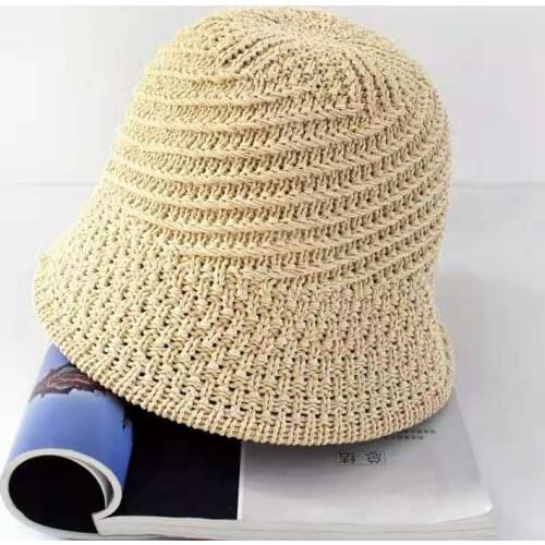 Grass hat women fresh and solid summer fold fishermans edge small sun hat outdoor beach sun hat Free Shipping