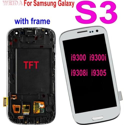 AAA+ For Samsung Galaxy S3 i9300 i9300i LCD Display Touch Screen Digitizer Assembly with Frame for Samsung S3 i9308i i9305