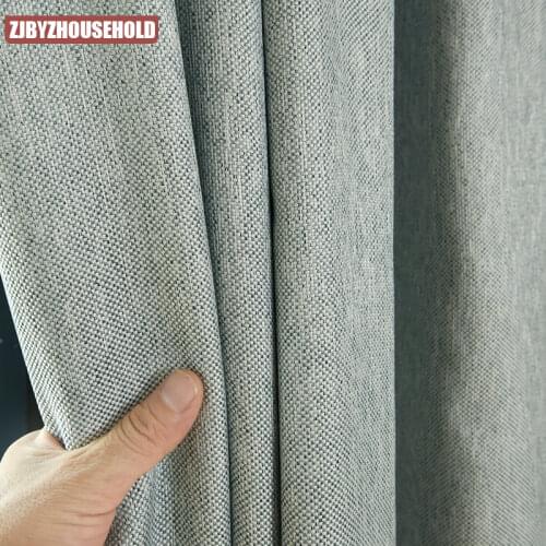 Modern Imitation Linen Fabric Curtains Simple Solid Color Customized Finished Curtains for Living Dining Room Bedroom
