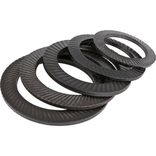 Carbon steel black cone double-sided anti loose locking anti slip teeth washer gasket m4-m30 20PCS