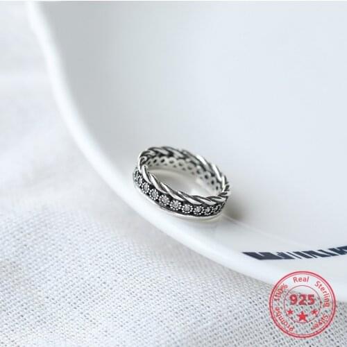 Factory Price 100% 925 Silver Ring Thai Silver Fashion Minimalism Delicate Retro Flower Ring Fine Jewelry for Female