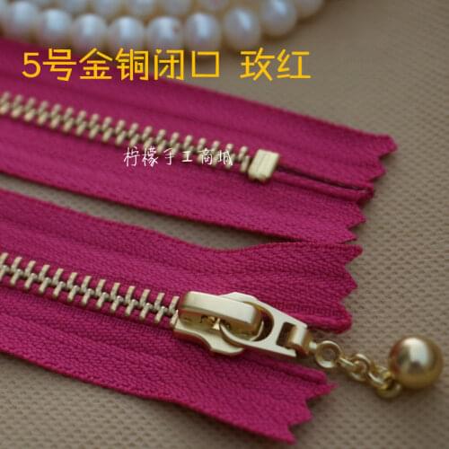YKK5 golden ketone closed zipper 15-50cm Rose red clothing clothing pockets