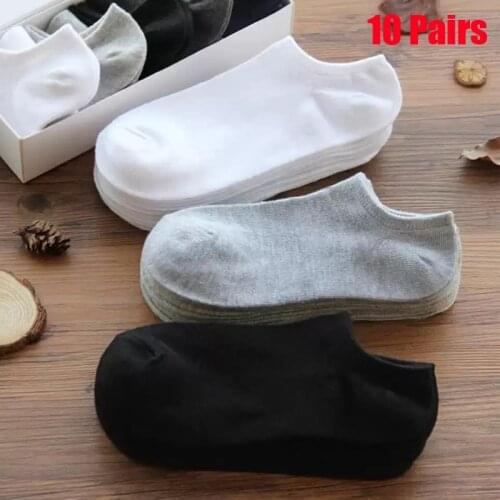 10 Pairs Women Socks Breathable Sports socks Solid Color Boat socks Comfortable Cotton Ankle Socks White Black Blend