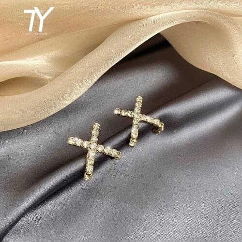 2020 new fashion geometric elements shining cross x Earrings European and American parties sexy Earrings female jewelry