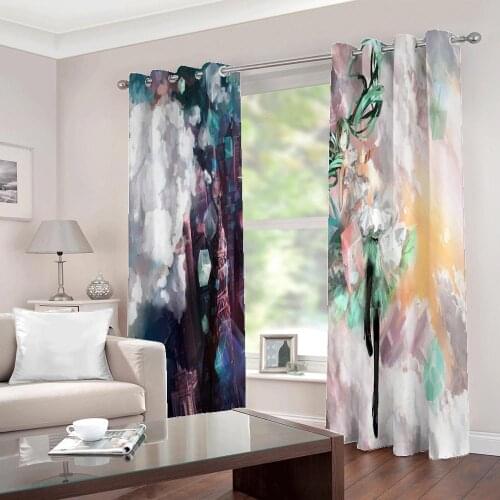 3D room photo Curtains Custom Anime beautiful girl picture painting For Girls room Bedroom half-Blackout Drapes Indoor Sets