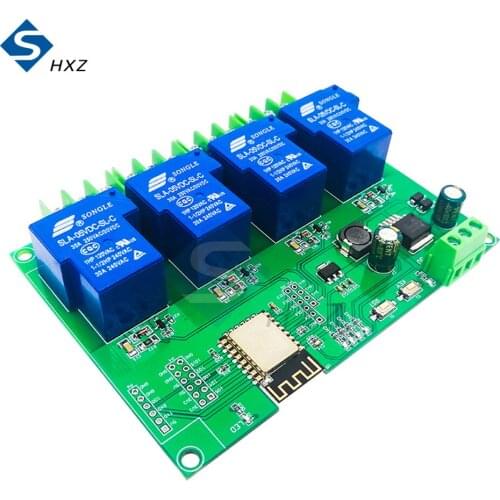 4 Channel ESP8266 WIFI Relay Module ESP-12F Development Board 30A DC7-28V / 5V Power Supply Wireless Control for Arduino