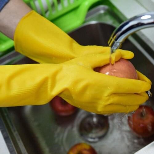 5 Pairs Durable Long Sleeve Anti-skid Waterproof Household Dishwashing Latex Gloves Kitchen Cleaning Tool