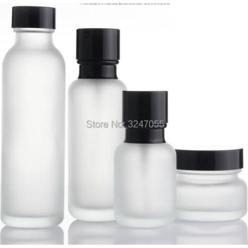 8pcs/Lot 150ml Frosted Glass Cosmetic Empty Toner Bottle, 50ml110ml Lotion Pump Vials, Emulsion Bottle, 50G Cosmetic Cream Pot
