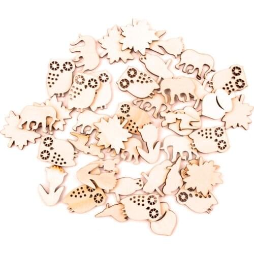 Handmade Wooden Crafts Accessory Home Decoration Scrapbookings DIY Mix Owl elephant flower Wood Ornaments 30mm 20pcs