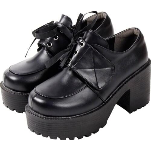 Angelic imprint Japan woman girl lolita cosplay shoes lady high heels wedges Pumps College style uniform JK shoes platform 8cm