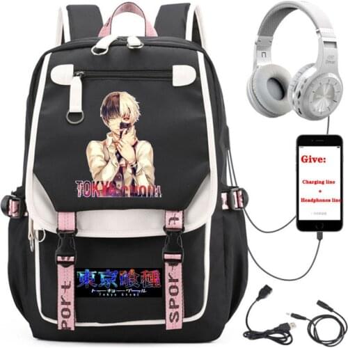 Anime Tokyo Ghoul backpack student School book Bag Unisex Travel Backpack USB Charging teenagers Laptop packsack