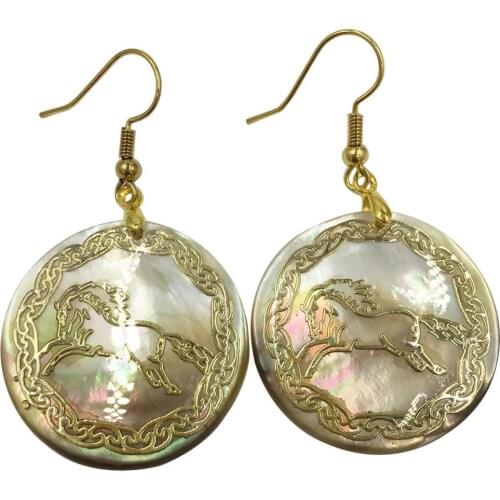 Free Shipping Women Fashion Jewelry Mother of pearl Shell Horse beads Earring 1Pair C8354